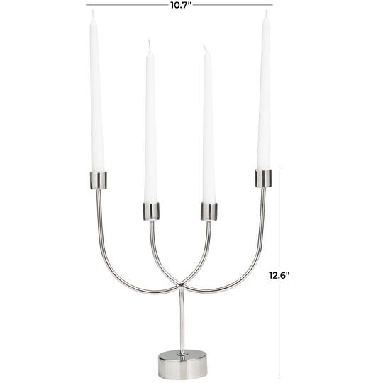 13" Silver Stainless Steel Overlapping U-Shaped Candelabra